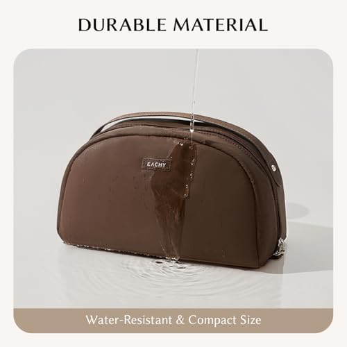 EACHY Toiletry Bag for Women, Large-Capacity Travel Makeup Organizer with Dry & Wet Separation, Portable Cosmetic Bag, Waterproof Design (Brown, L) - Image 6
