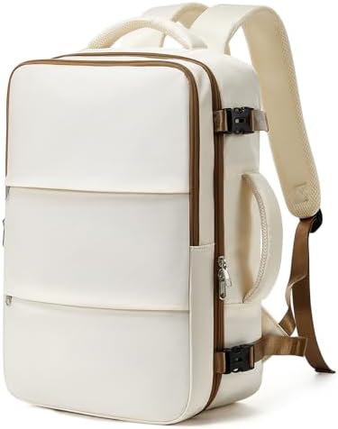Travel Backpack For Women Men Carry on Backpack Luggage Flight Approved Personal item Travel Bag Essentials Mochila de viaje Laptop College Backpack Beige Brown