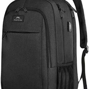 MATEIN Extra Large Backpack, 17 Inch Travel Laptop Backpack with USB Charging Port, Anti Theft TSA Friendly Business Work College Computer Backpack for Men Women, Black