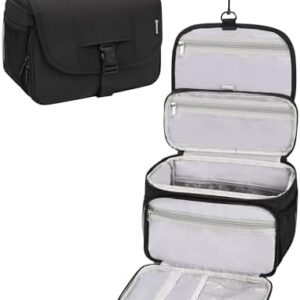 Relavel Toiletry Bag for Men, Hanging Toiletries Bag for Women Water Resistant Dopp Kit Shaving Bag, Travel Essentials Large Capacity Organizer Case for Toiletries Accessories, Black