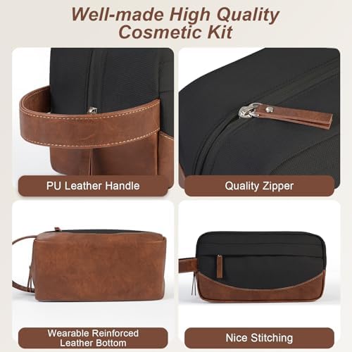 Travel Toiletry Bag for Men, Hanging Toiletry Organizer, Water Resistant Shaving Kit with Large Capacity for Travel Accessories (Black) - Image 2