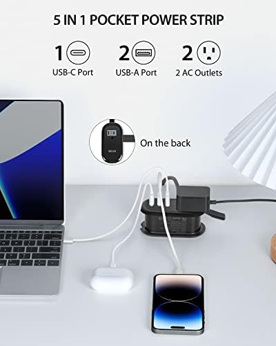 BEVA Travel Power Strip with USB C Ports, 4FT Extension Cord, 2 Outlets, 3 USB Ports, Cruise Ship Essentials (3.4A Charge, Black) - Image 2