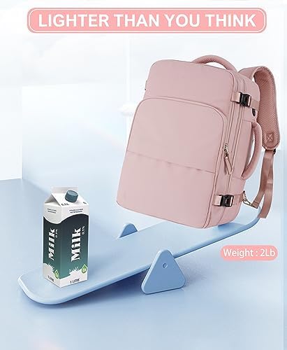 Beraliy Travel Backpack for Women Airline Approved Carry On Backpack, 16 Inch Business Work Backpack with Laptop Compartment, Airplane Personal Item Travel Bags for Trip, Underseat Weekend Bag, Pink - Image 4