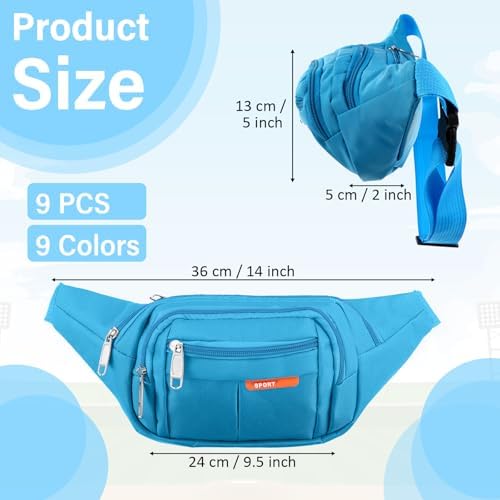 Reginary 9 Pcs Fanny Pack for Women Waist Bag Packs Men Crossbody Waterproof Adjustable Fanny Pack Running Bag Running Fanny Pack for Travel Hiking Running Outdoor (Chic Color) - Image 2