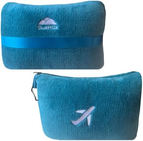 BlueHills Travel Blanket Pillow in Mini Soft Case Premium Plush Airplane Blanket in Soft Bag Compact Pack with Luggage Belt and Backpack Clip Airline Car 2 in 1 Traveler Essentials - Teal Blue M03 - Image 9