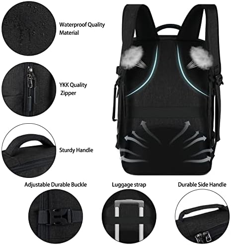 Travel Backpack for Men Women 17 Inch Flight Approved Carry on Backpack Waterproof Large 40L Luggage Daypack Business College Weekender Overnight Laptop Backpack with 3 Packing Cubes, Black - Image 5