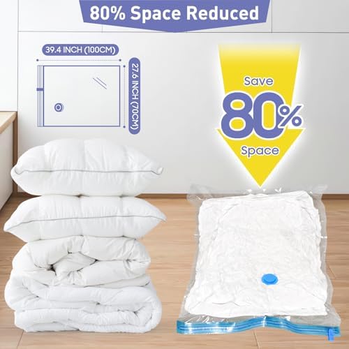 10 Pack Jumbo Vacuum Storage Bags with Hand Pump, 80% Storage Space Saving, Sturdy Leak-Free Space Saver Vacuum Seal Bags for Clothing, Vacuum Compression Bags for Travel Lugggage Blankets Comforters - Image 2