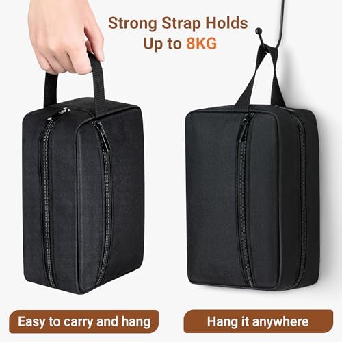 Elviros Travel Toiletry Bag for Women and Men, Lightweight Makeup Bag Hanging Dopp Kit with Shaving Compartment Cosmetic Organizer Small Tool Bag Travel Essentials, Black - Image 3