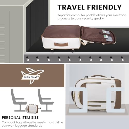 LOVEVOOK Travel Backpack for Women & Men, 40L Carry On Backpack, Personal Item Bag with 3 Packing Cubes, Business Weekender Overnight Luggage Daypack, Fits 17 Inch Laptop, Beige Grey - Image 6