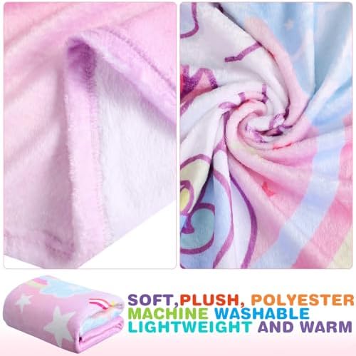 4 Pcs Unicorn Travel Pillow and Blanket Set for Kids Unicorn Airplane Blanket Memory Foam Neck Pillow Eye Mask Pink Storage Bag Kids Travel Essential Gifts for Girl Airplane Car Trip Home Use - Image 4