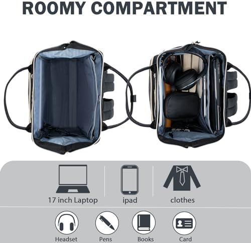 KROSER Laptop Backpack 17" Stylish Backpack Water Repellent College Casual Daypack with USB Port Travel Business Work Bag for Men/Women-Quilted - Image 4