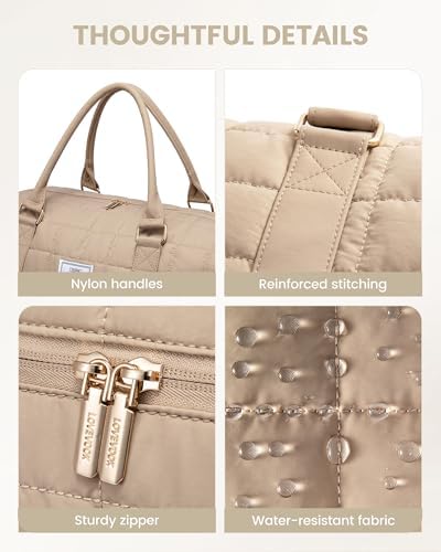 LOVEVOOK Large Duffle Bag for Travel, Puffer Weekend Bags for Women Travel Tote, Carry on Duffel Bag for Airplanes, 18 Inch Personal Item Bag Gym Bag Women, Coffee - Image 6