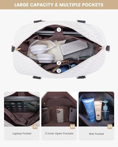 LOVEVOOK Travel Weekender Bag for Women, Carry on Overnight with Shoe Compartment, Travel Duffle Women, Yoga Gym Duffel with Wet Pocket, Hospital Bags for Labor and Delivery, 3 Pcs Set - Image 3