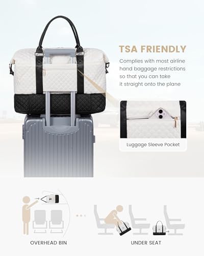 LOVEVOOK Travel Weekender Bag for Women, Carry on Overnight with Shoe Compartment, Travel Duffle Women, Yoga Gym Duffel with Wet Pocket, Hospital Bags for Labor and Delivery, 3 Pcs Set - Image 7