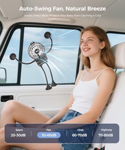 Freestyle Small Robot Fan, Fun Desk Fan with Suckers, Rechargeable Portable Fan and Phone Stand 2 in 1 for Office, Travel and Cars, Black - Image 4
