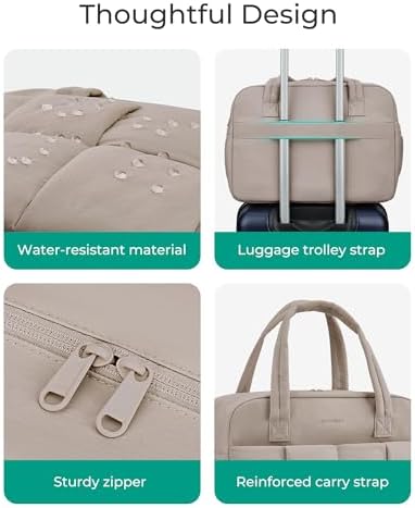 BAGSMART Gym Bag for Women, 29L Puffer Travel Duffle Bag for Travel with Laptop Compartment, Weekender Bags for Women, Carry On Duffel Bag Personal Item Bag, Camel - Image 6