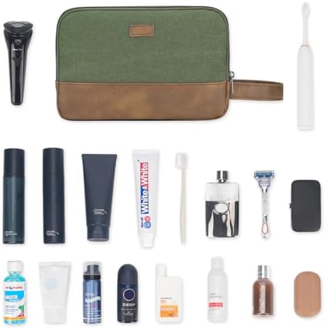 WANDF Travel Toiletry Bag for Men Large Toiletries Shaving Bag Water Resistant Hanging Dopp Kit Travel Accessories Bag for Women Men (Green) - Image 8