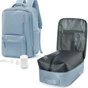 VGCUB Small Travel Backpack with Vacuum System Carry on Storage Compression Personal Item Bags with Electric Pump Work Business Vacpack College Airback lightweight Backpack for Women Men Light blue