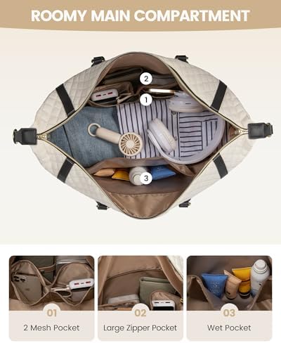 LOVEVOOK Travel Weekender 4-in-1 Duffle With Shoes Compartment, Carry On Overnight Bag, Toiletry Pouch & Wet Pocket, Large Tote for Women Labor Delivery Hospital - Image 3