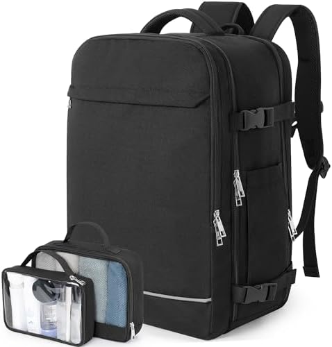 Personal Item Backpack, 40L Large Travel Backpack for Women Men, Waterproof Carry on Backpack for College, Business, Work