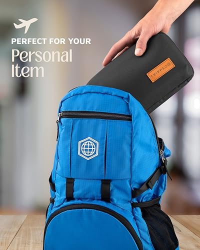 Tech Bag Organizer - Small Electronics Organizer Pouch for Travel - Premium Travel Case with Leather Accents - Mesh Pocket for Cables, Cords and Chargers (Black) - Image 7