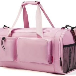 BSHG 21 inch Gym Bags For Men & Women With Shoes Compartment And Wet Pocket, Sports Duffle Bag, Workout Bags For Gym Swimming Yoga,Waterproof Weekend Overnight Carry On Bag B-GC-002-Pink