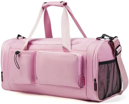 BSHG 21 inch Gym Bags For Men & Women With Shoes Compartment And Wet Pocket, Sports Duffle Bag, Workout Bags For Gym Swimming Yoga,Waterproof Weekend Overnight Carry On Bag B-GC-002-Pink