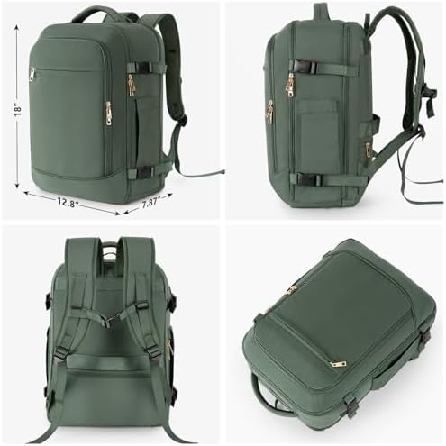 Carry on Backpack, Flight-approved Backpack for Traveling, 40L Personal Item Travel Backpack, Peacock Green - Image 2