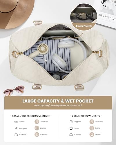 LOVEVOOK Travel Duffle Bag, Weekender Bag for Women with Toiletry Bag, Carry on Overnight Bag with Shoe Compartment, Gym Duffel Bag with Wet Pocket, Mommy Hospital Bags for Labor and Delivery - Image 4