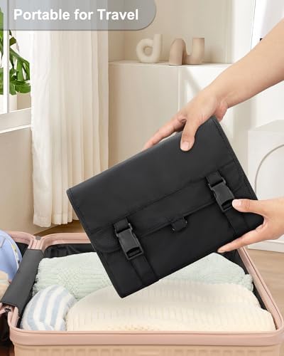 Relavel Travel Hanging Toiletry Bag for Men Women Travel Kit Shaving Bag Waterproof Large Makeup Bag Wash Bag Makeup Organizer Cosmetic Case for Bathroom Shower Black - Image 7