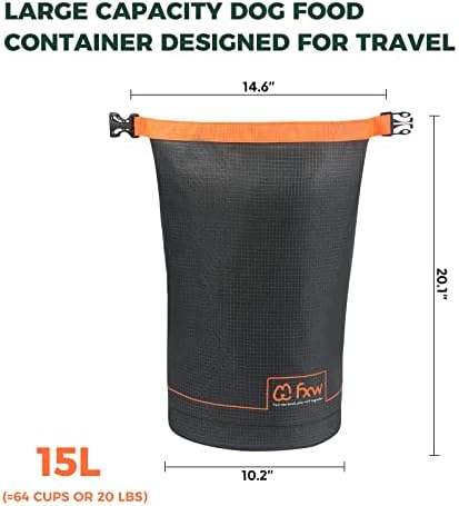FXW Dog Food Travel Bag,Large Capacity for Travel Kibble Storage Perfect for RV Road Trips, Camping, Longterm Dog Boarding Gear Accessories Gray, 64 Cups - Image 3