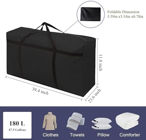 WITERY 2 Pack 180L Large Storage Bags - Big Moving Bags Heavy Duty with Zippers & Handles, Alternative to Moving Boxes and 39Inch Storage Tote for Space Saving, Travel, Clothes, Blankets, Pillows - Image 2