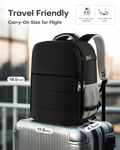 HOTOR Travel Backpack - Flight Approved Travel Bag for Men and Women, Carry on Luggage for 15.6" Laptop and Travel Essentials for Work, Business, Weekender, College 12.8"x8.3"x18.5" (Black) - Image 7