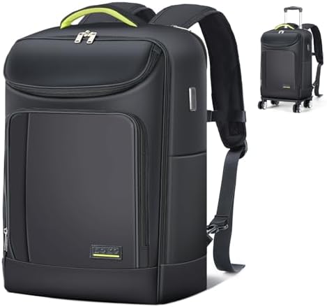 Lekebobor Travel Rolling Backpack, 18 inch Waterproof Bag with 360° Wheels for 15.6" Laptop, Convertible Airline Approved Travel Back Pack for Men & Women, Business, Commuter - Image 8