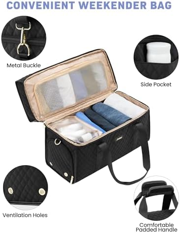 Weekender Travel Duffle Bag for Women: Overnight Bags with Shoe Compartment Carry on Bags for Airplanes with Toiletry Bag Weekend Yoga Gym Bag with Wet Pocket Black - Image 5