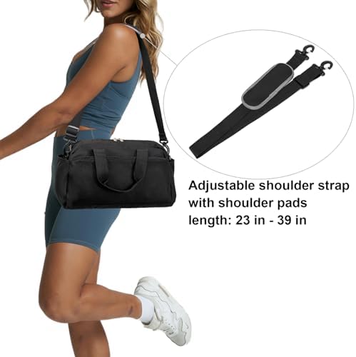14 inch Small Gym Bag for Women & Men, Mini Duffel Bag for Travel Sports Lightweight Carry On Bag, Black - Image 6