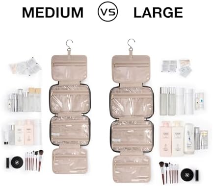 BAGSMART Toiletry Bag Travel Bag with Hanging Hook, Water-resistant Makeup Cosmetic Bag Travel Organizer for Accessories, Shampoo, Full-size Container, Toiletries (Black, Medium) - Image 2