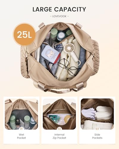 LOVEVOOK Travel Duffle Bag Gym Bag, Quilted Weekender Bags for Women Overnight Bag, Hospital Bag for Women Labor Delivery, Personal Item Travel Carry on Bag for Airplanes - Image 3