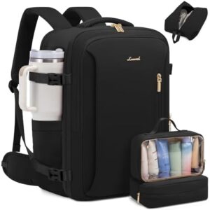 LOVEVOOK Travel Backpack For Women with Waist Strap, 40L Carry On Backpack Luggage Flight Approved,TSA Personal ltem Travel Bag Essentials Fits 17.3 Inch Laptop,Weekender Daypack with 3 Packing Cubes