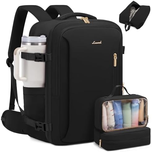 LOVEVOOK Travel Backpack For Women with Waist Strap, 40L Carry On Backpack Luggage Flight Approved,TSA Personal ltem Travel Bag Essentials Fits 17.3 Inch Laptop,Weekender Daypack with 3 Packing Cubes