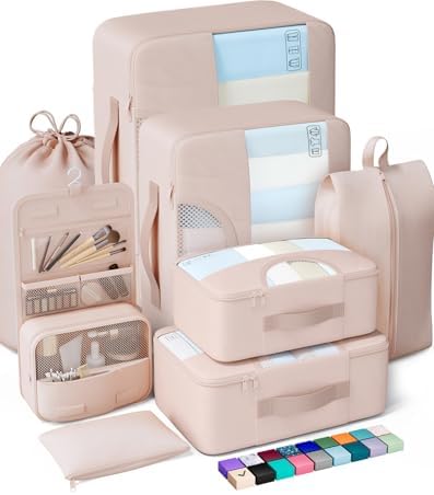 Veken 8 Set Packing Cubes for Travel, Gifts for Women Mom, Suitcase Organizer Bags for Luggage with Hanging Toiletry Bag and Shoe Bag, Vacation Essentials Travel Accessories for Cruise Ship - Image 4