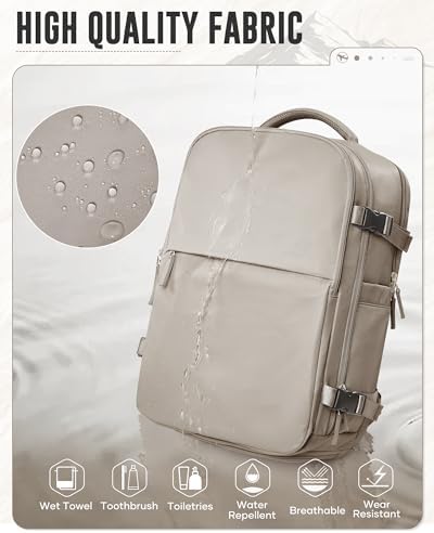 Vacuum Travel Backpack with Electric Pump for Women Men, Vacpack Seal Compression Bags Waterproof Travel Backpack Carry on Flight Approved, Airback Personal Item Carry on Backpacks（grey brown） - Image 7