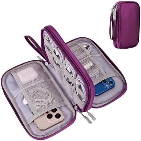 Electronics Organizer Travel Case, Carry On Essentials Pouch Bag for Tech Accessories, Cable, Chargers & Cords (Purple, Medium)