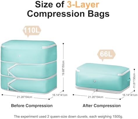 Comforter Storage Bag - Large Capacity Blanket Storage Bags 3-Layer Ultra Space Saving Self Compression Organizer, Washable Compression Bags for Storage Comforter Blanket, 2-Pack, Blue - Image 2