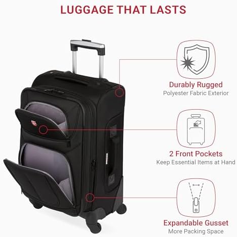 SwissGear Sion Softside Expandable Luggage, Black, Carry-On 21-Inch - Image 4