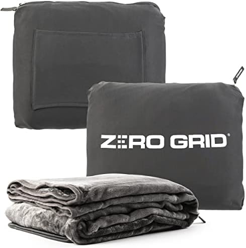 Lightweight Travel Blanket - Premium & Compact Airplane Wearable Blanket with Neck Snaps, Cozy Foot Pockets, Zipper Pouch - Converts into Soft Pillow - Designed for Ultimate Comfort - Shadow