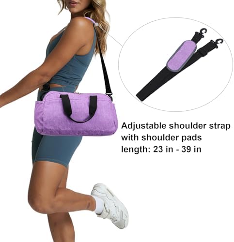 14 inch Small Gym Bag for Women & Men, Mini Duffel Bag for Travel Sports Lightweight Carry On Bag, Light Purple - Image 6