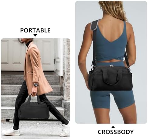 14 inch Small Gym Bag for Women & Men, Mini Duffel Bag for Travel Sports Lightweight Carry On Bag, Black - Image 4