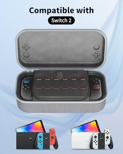 Carrying Case for Nintendo Switch 2 [7.9''] 2025 with 12 Game Card Slots, DUXICEPIN Hard Portable Travel Case Storage Bag Protective Pounch for Nintendo Switch 2 Console and Accessories (Grey) - Image 2