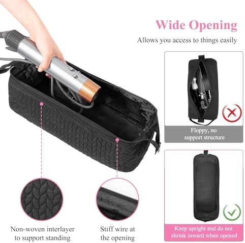Hair Tools Travel Bag Case, Hair Accessories Organizer with Heat Resistant Mat, Flat Iron Curling Iron Travel Case for Shark Flex Style, Silicone Heat Mat for Hair Tools, Hot Tools Travel Bag (Black) - Image 6